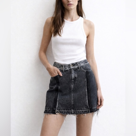 Zara Dresses & Skirts - ZARA Distressed Mini Denim Skirt